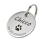 Hundemarke mit Gravur - Personalisiert mit Name - ⌀23mm - Namensschild für Halsband - Dog Tag - Anhänger Marke für Hunde - mit Symbolauswahl - Tiermarke für Hunde, Katzen & Welpen