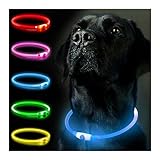 Leuchthalsband Hund, Hundehalsband Leuchtend Aufladbar, LED Halsband für Hunde Leuchtband Hund Einstellbare Größe Hunde Leuchthalsband,Lichtmodi Sicherheit für Ihren Hund in der Nacht(Blau)