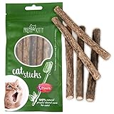 PRETTY KITTY Katzen Zahnpflege Sticks : 5X Matatabi Stick Katze aus Holz – Katzenspielzeug Natur gegen Mundgeruch – Dental Sticks Katze – Katzen Kauspielzeug für Dental Care bei Katzen Cat Sticks