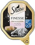 Sheba Finesse Feine Pastete - Katzennassfutter in der Schale - Mousse mit Lachs (MSC) - 22 x 85g