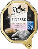 Sheba Finesse Feine Pastete - Katzennassfutter in der Schale - Mousse mit Lachs (MSC) - 22 x 85g