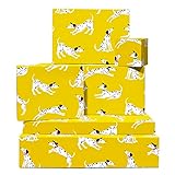 Hunde-Geschenkpapier – 6 Bögen Tier-Geschenkpapier – Dalmatiner-Hunde – Welpen Doggo – Gelb – für Kinder Männer Frauen – Fellmama – recycelbar – von Central 23