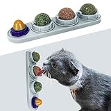 TOHDNC Katzenminze Ball für Katzenwand, 4 Stück Katzenminze Spielzeug, Essbare Kätzchen Spielzeug, Extra Katzen Energieball für Katzen lecken, gesunde Kätzchen Zähne Reinigung, Zahn Kauspielzeug
