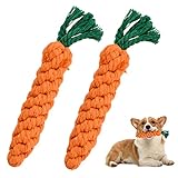 Vesaneae 2 Stück Hundespielzeug Karotte, Robustes Kauspielzeug für Welpen, für Zahnreinigung, Puppy Karotte Seil Spielzeug Geflochtene, Interaktives Hundespielzeug, für Kleine Mittelgroßen Hund