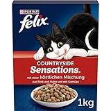 FELIX Countryside Sensations Katzenfutter trocken, mit Rind und Huhn, 1er Pack (1 x 1kg)
