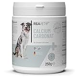 ReaVET Calcium Carbonat 250g für Hunde & Katzen – Barf Zusatz Pulver, Calcium Carbonat, Natürliche Rundumversorgung, Ausgewogener Barf- Zusatz Knochen, Muskulatur Gedächtnis & Herzfunktion
