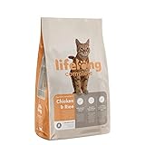 Amazon-Marke: Lifelong - Complete Komplett Trockenfutter für ausgewachsene Katzen, Huhn und Reis, 3kg, 1er-Pack