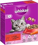 Whiskas Adult 1+ Trockenfutter Rind, 5x800g (5 Packungen) - Katzentrockenfutter für erwachsene Katzen - unterschiedliche Produktverpackungen erhältlich